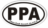 PPA Pikes Peak Ascent Oval Sticker