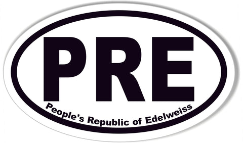 PRE People's Republic of Edelweiss Oval Bumper Sticker