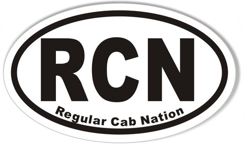 RCN Regular Cab Nation Oval Bumper Stickers
