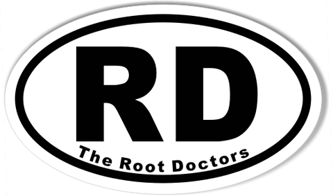 RD The Root Doctors 3x5 Inch Custom Oval Bumper Stickers