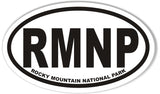 RMNP ROCKY MOUNTAIN NATIONAL PARK Oval Bumper Stickers