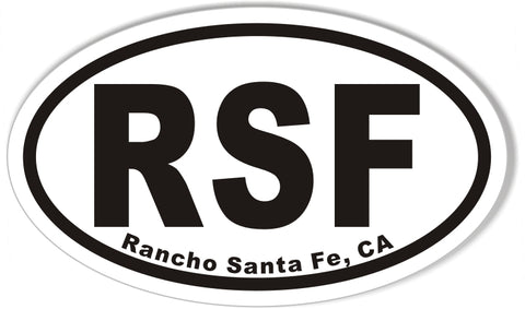 RSF Rancho Santa Fe, CA Custom Oval Bumper Stickers