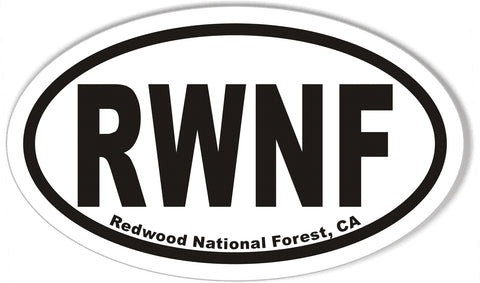 RWNF Redwood National Forest, CA Oval Bumper Stickers