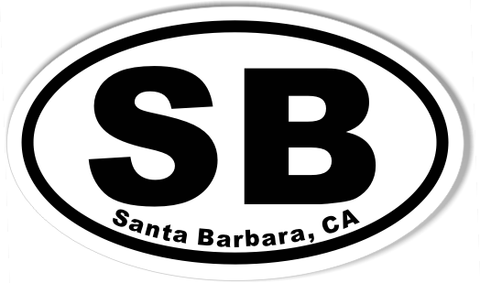 SB Santa Barbara, CA Oval Bumper Stickers