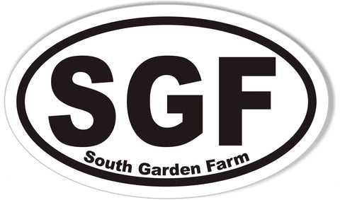 SGF South Garden Farm Oval Bumper Stickers
