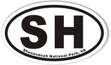 SH Shenandoah National Park, VA Oval Sticker
