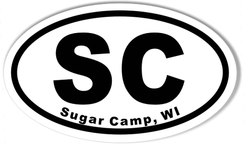 SC Sugar Camp, WI 3x5 Inch Custom Oval Bumper Stickers