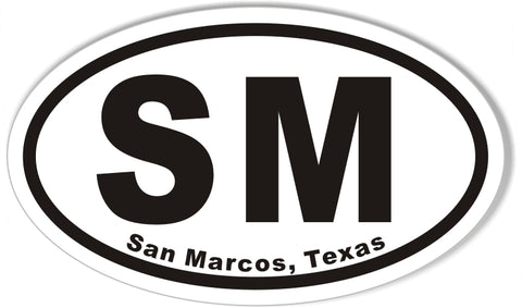 SM San Marcos, Texas Oval Bumper Stickers