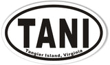 TANI Tangier Island, Virginia Oval Bumper Sticker