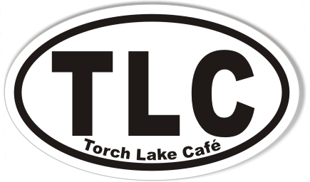 TLC Torch Lake Cafe Oval Stickers 3x5