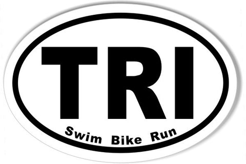 TRI Swim Bike Run Triathalon Oval Sticker