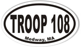TROOP 108 Custom 3x5 Oval Bumper Stickers