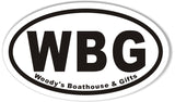 WBG Woody's Boathouse & Gifts Custom Oval Bumper Stickers