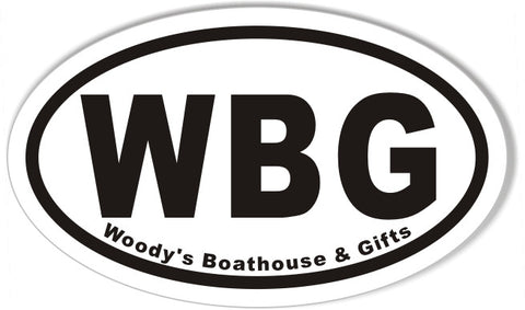WBG Woody's Boathouse & Gifts Custom Oval Bumper Stickers