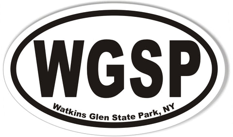 WGSP Watkins Glen State Park, NY Oval Bumper Sticker