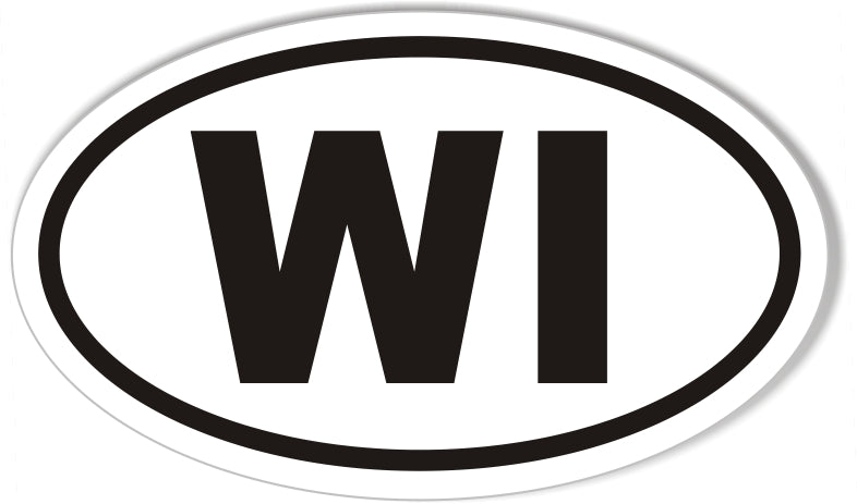 WI Wisconsin Oval Sticker – StickerCafe.com