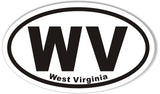 WV West Virginia Euro Oval Bumper Sticker