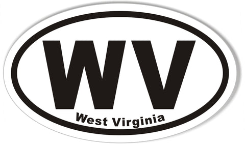 WV West Virginia Euro Oval Bumper Sticker