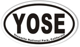 YOSE Yosemite National Park, California Oval Sticker