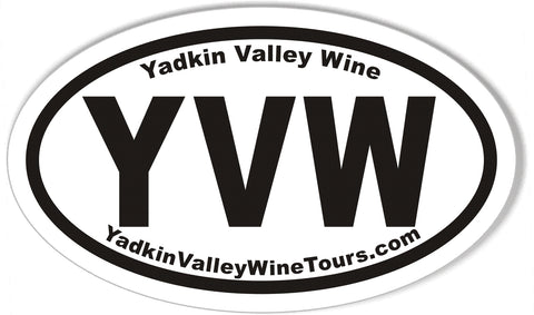 YVW YadkinValleyWineTours.com Custom Oval Bumper Stickers