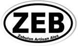 ZEB Zebulon Artisan Ales  3x5" Custom Oval Bumper Stickers