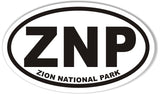 ZNP ZION NATIONAL PARK Oval Stickers
