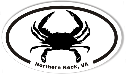 Northern Neck Virginia Oval Sticker with Crab Graphic